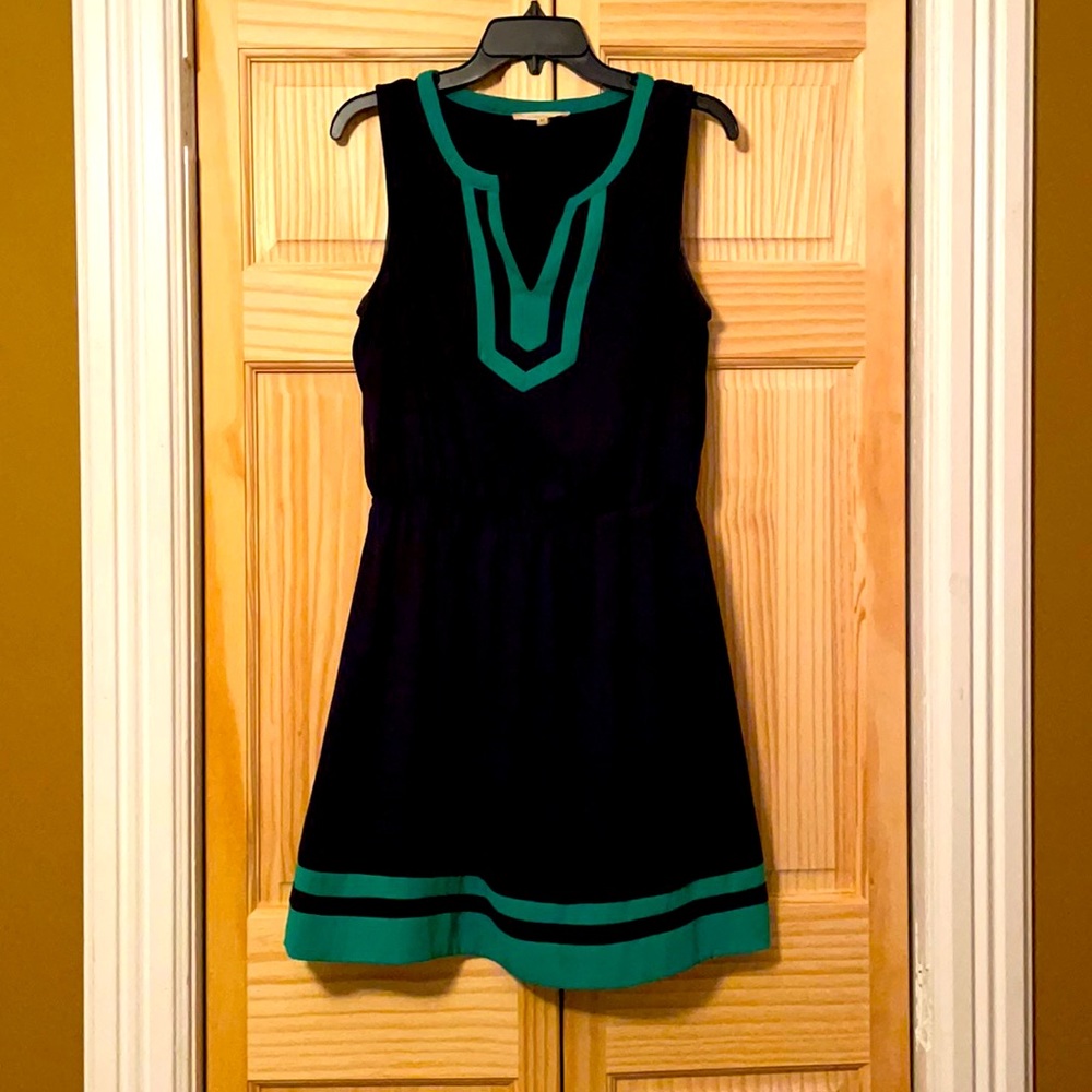 41 Hawthorn Navy blue & green sleeveless dress M